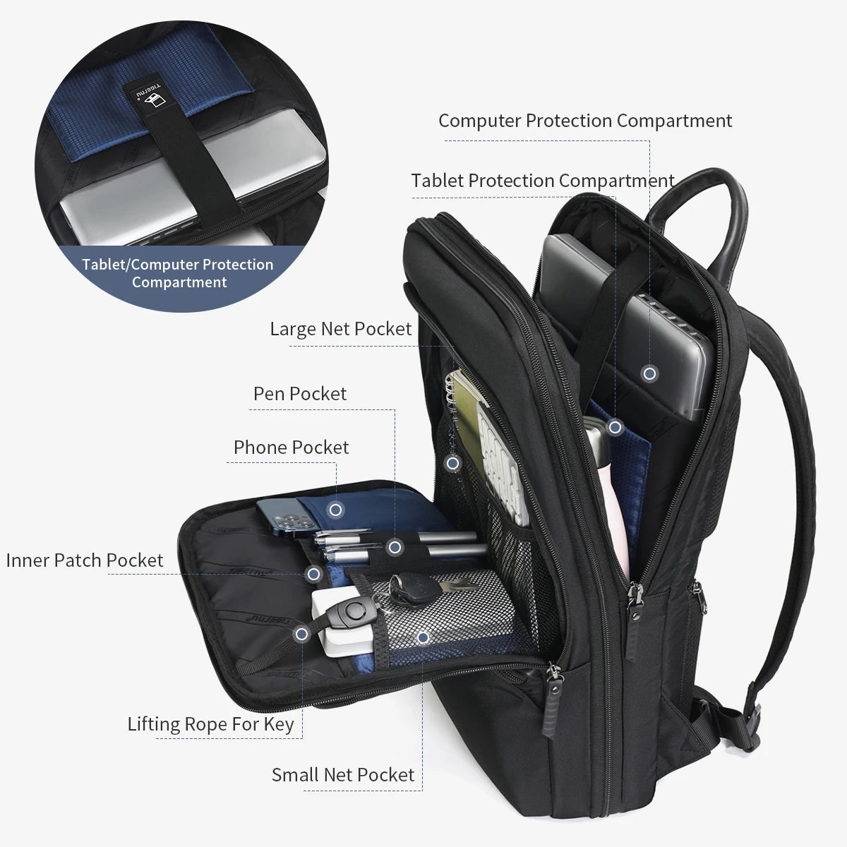 Tigernu Backpack Men Travel Backpack Thin Backpack Male Laptop Backpack Expandable Bag For School Outdoor Business Bags Knapsack