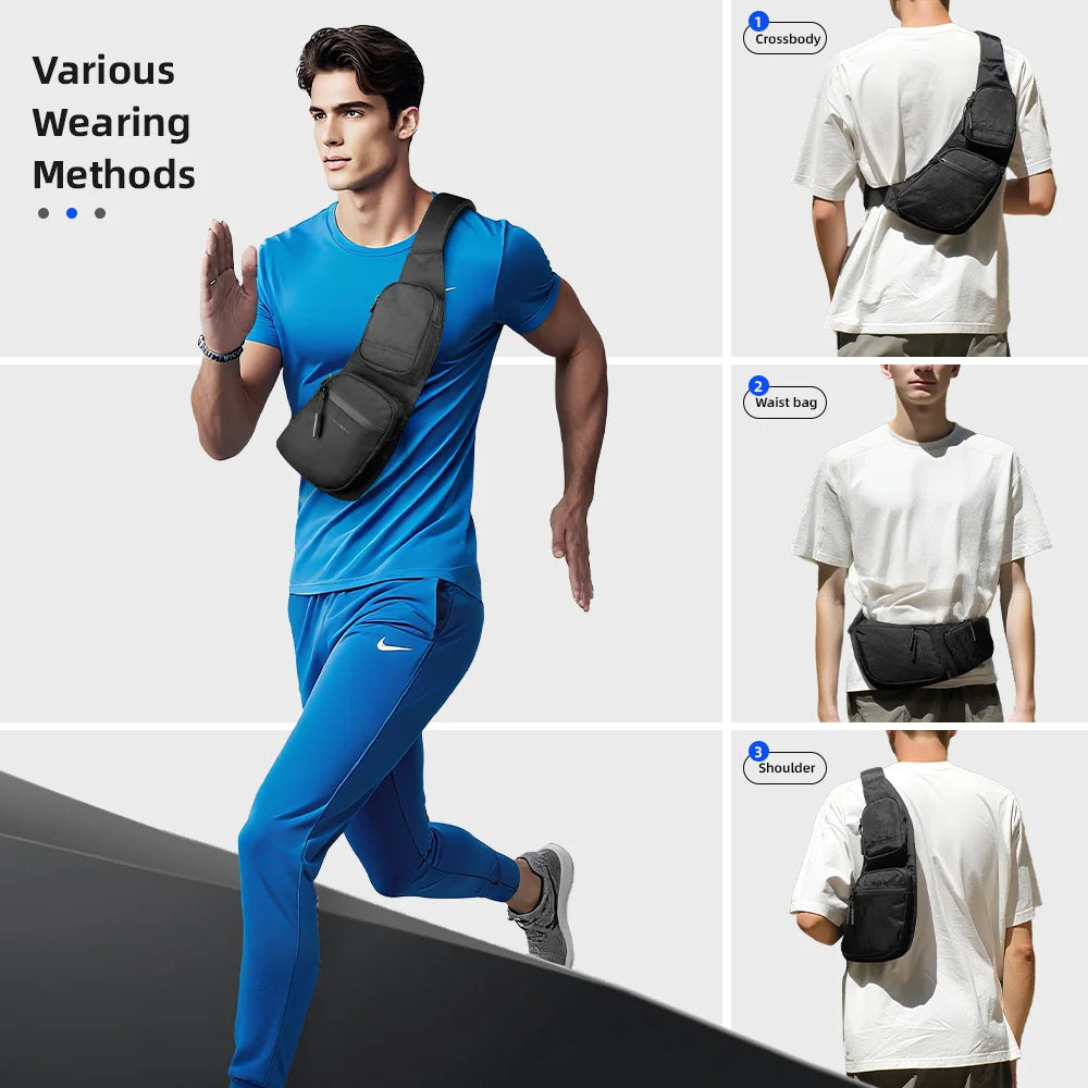 HK Waterproof Men's Shoulder Bag X-Pac Fabric Crossbody Chest Bag Phone Pouch Outdoor Travel Sling Pack Hiking Cycling Side Bags
