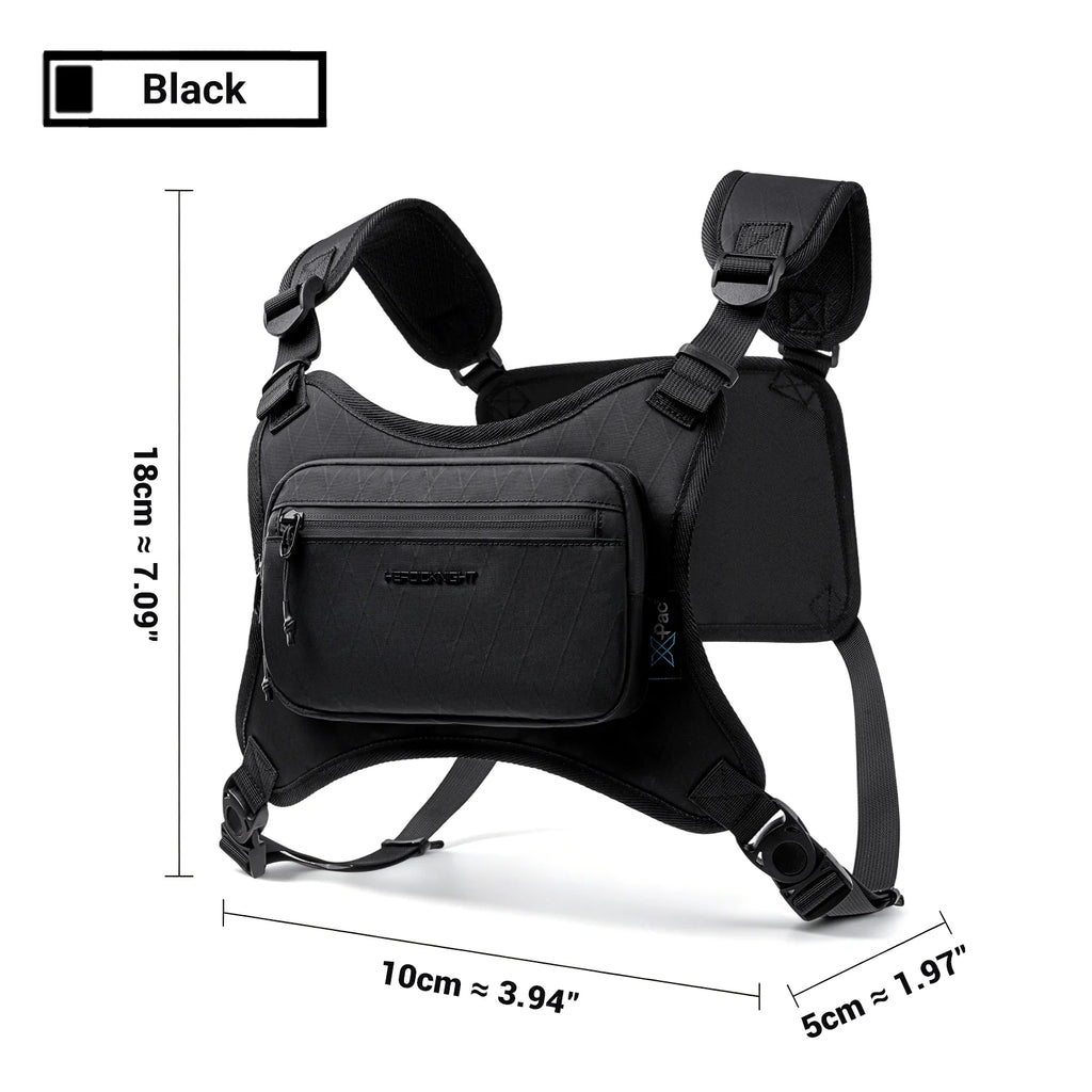 HK Running Vest Chest Bag for Men Lightweight Chest Rig Pack Male Outdoor Waterproof Cycling Training Pack with Reflective Strip