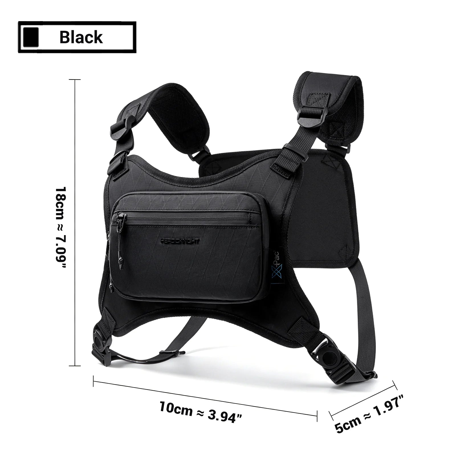 HK Running Vest Chest Bag for Men Lightweight Chest Rig Pack Male Outdoor Waterproof Cycling Training Pack with Reflective Strip