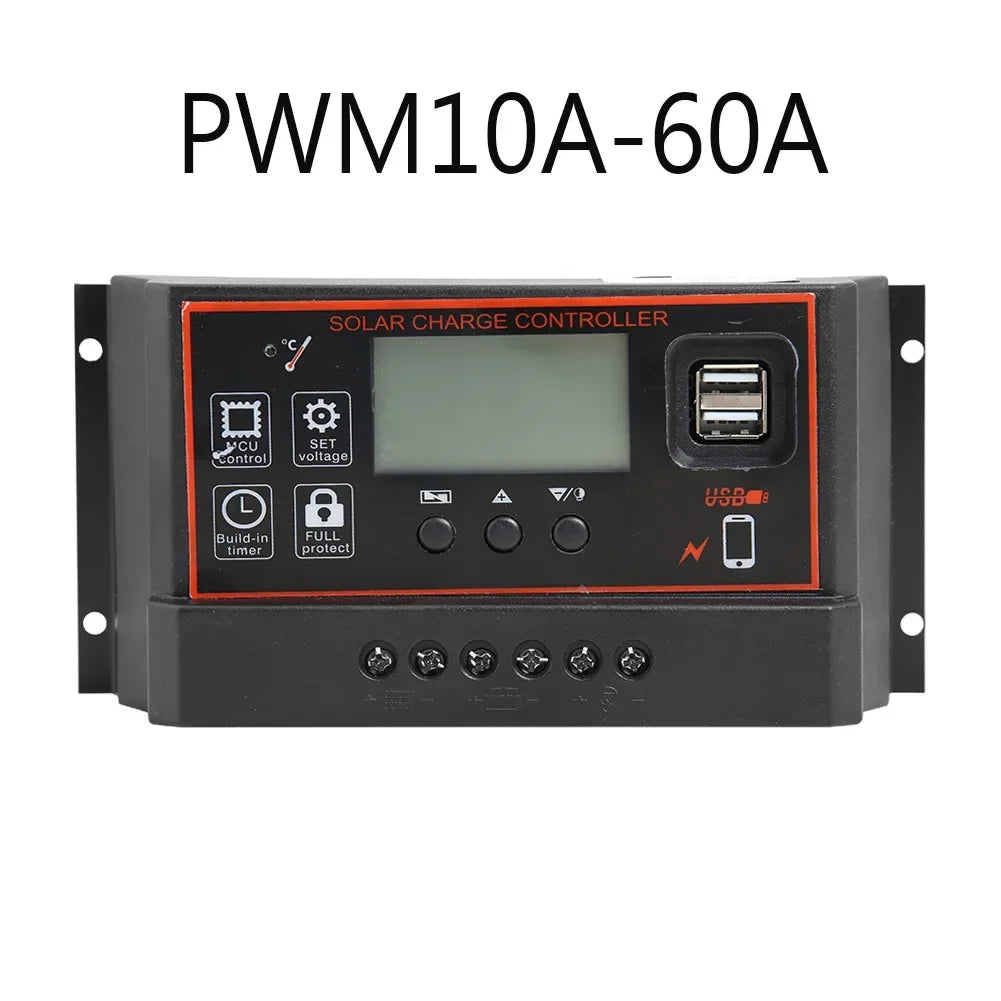 Solar Charge Controller 10A/20A/30A/40A/50A/60A/80A/90A/100A USB LCD Display 12V 24V Panel Charger Regulator with Load