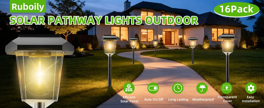 Solar Garden Lights Waterproof LED Auto Sensor Path Lighting Solar Energy Landscape Lamp For Outside Walkway Sideway Home