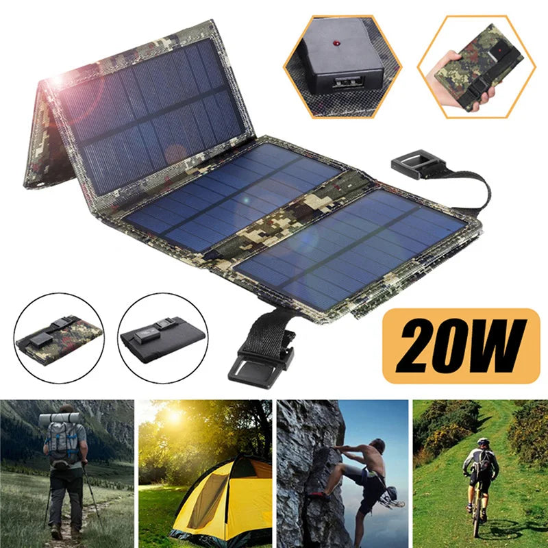 Portable USB Foldable Solar Panel, Folding Solar Panels For Travel, Mobile Phone Charging Bank Flashlight  Fan  Mobile Phone Ba