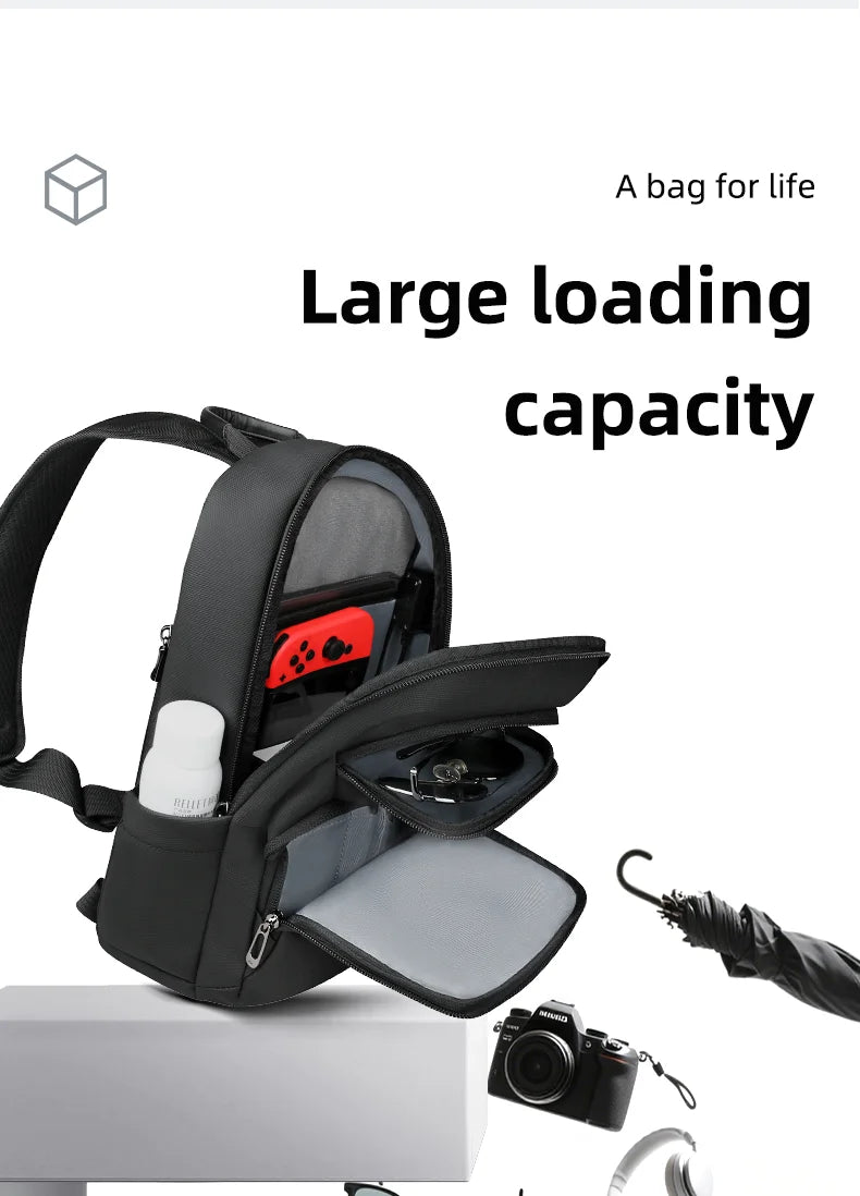 HK Business Crossbody Bag Waterproof Men's Shoulder Bags Chest Pack with USB Port Large Oxford Side Bag for Men Leisure Satchel