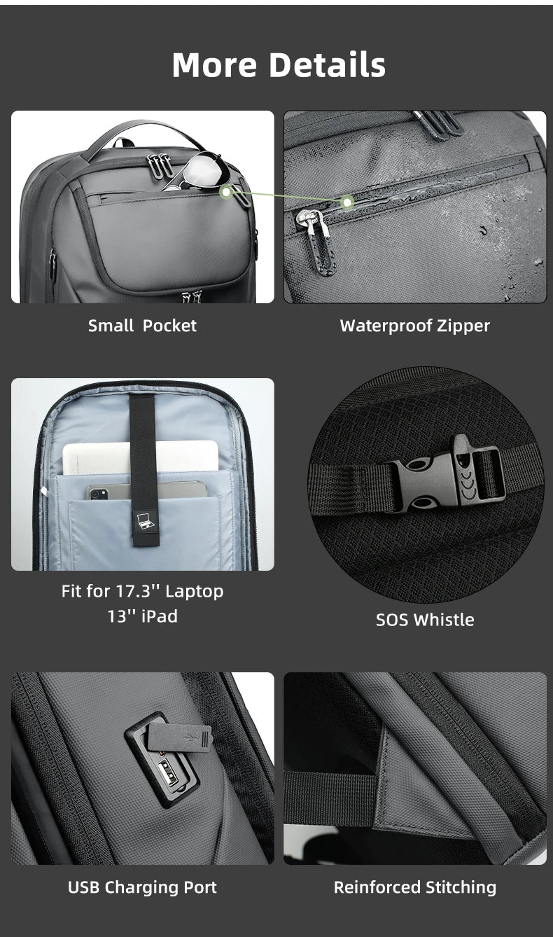 HK Travel Business Backpack for Men Large Capacity 17 Inch Laptop Backpack Multifunctional Anti-Theft Backpack Weekender Daypack
