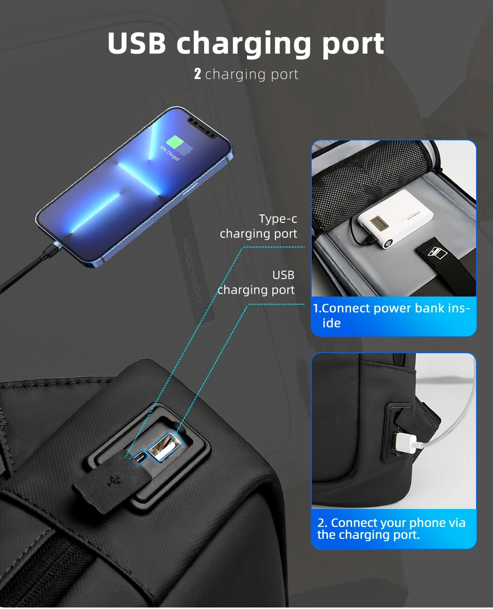HK Slim Business Backpack for Men 17.3 inch Laptop Bag with USB Port Lightweight School Bag Waterproof Travel Backpacks for Work