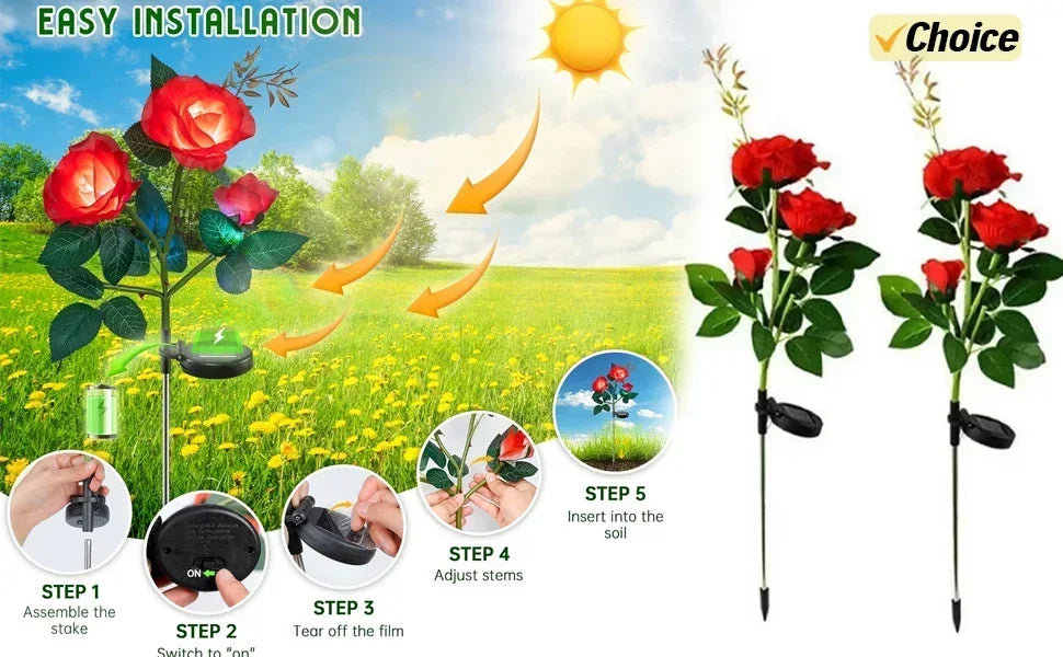 Solar Powered Outdoor Lights Garden Decoration Landscape Spotlights Waterproof Solar Lighting Yard Lawn Pathway Auto On/Off