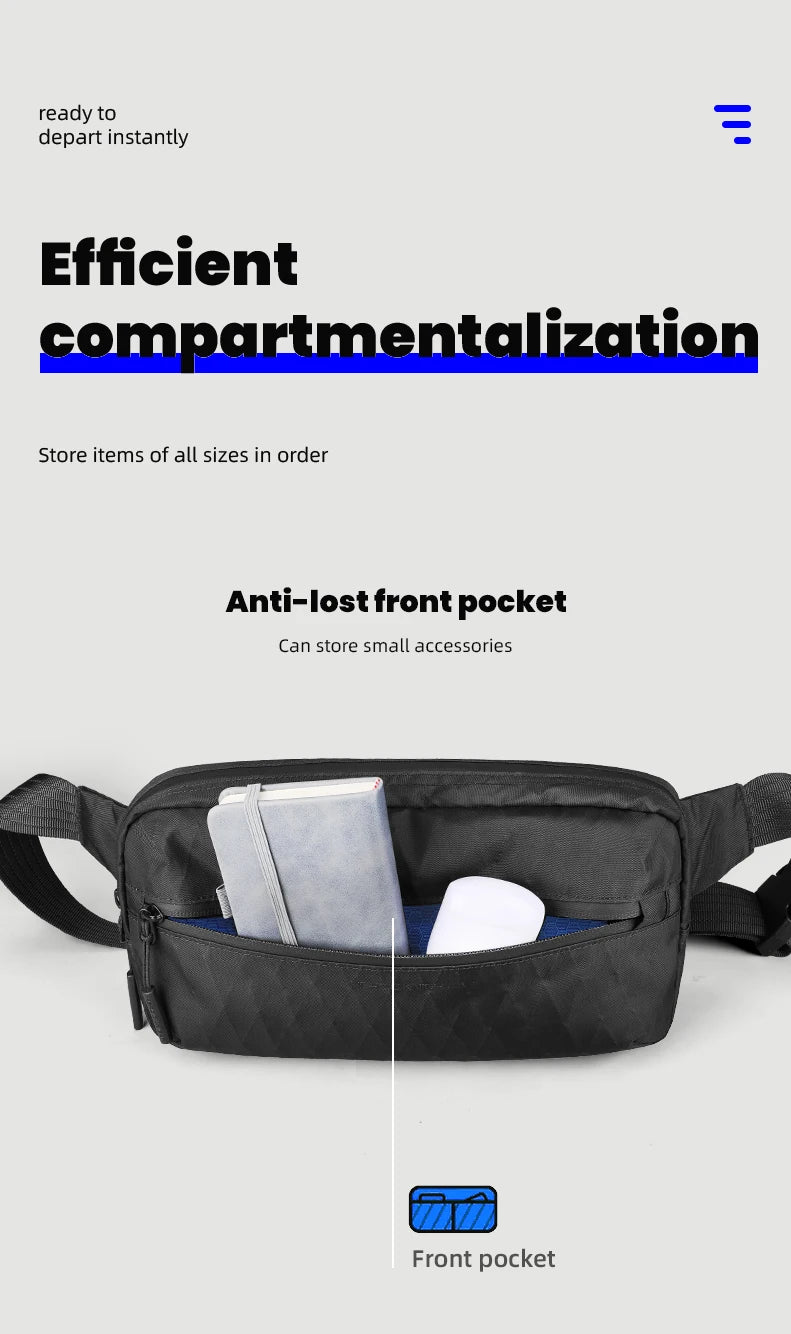 HK Sling Bag for Men X-Pac Fabric Crossbody Bag Small Men's Shoulder Bag Waterproof Chest Bag Ultra-light Fanny Pack Phone Pouch