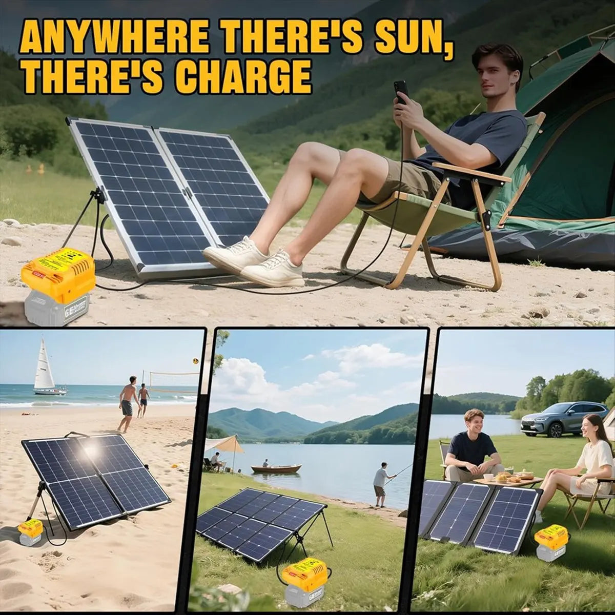 Solar Charger Adapter for Dewalt 20V/60V Battery,Portable,Outdoor Work,Camping