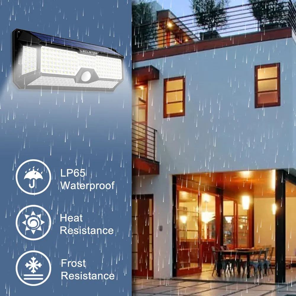 Solar Outdoor Lights 268 LED Solar Powered Motion Sensor Flood Lights IP65 Waterproof 3 Modes Wall Lamp For Outside Porch Yard