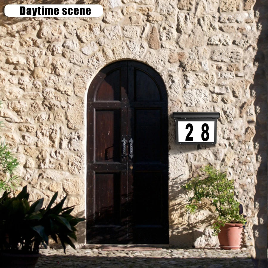 Solar House Number Lights Outdoor Waterproof LED Address Sign Lamp Wireless Sunpower Garden Door Decorative Plaque Wall Light