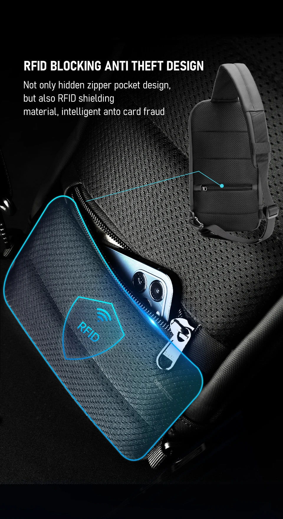 Tigernu Fashion Chest Bags Men High Quality Crossbody Bag Splashproof Chest Bag Anti-theft USB Charging Casual Shoulder Bag Male