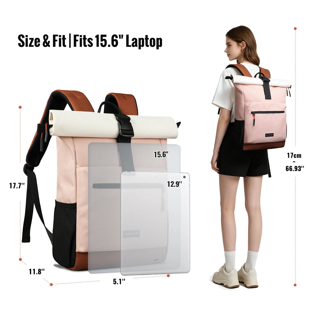 HK Multifunction Backpack for Women 15.6 inch Laptop Notebook Backpack Expandable School Bag Large Capacity Travel Daypack Pink