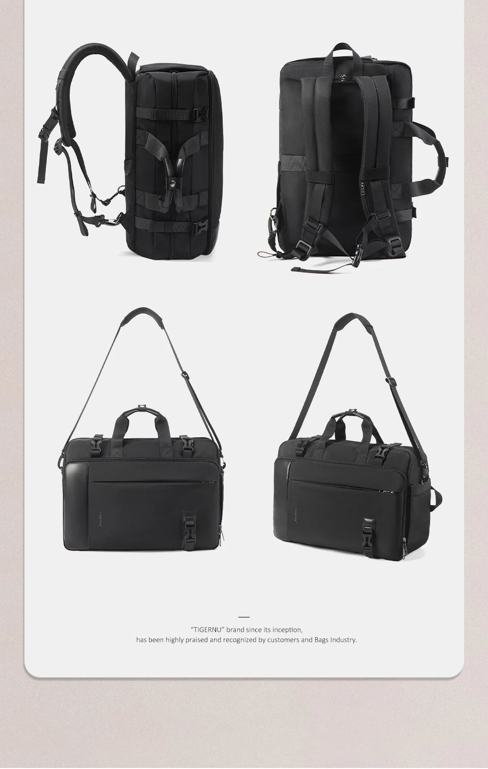 Tigernu Travel Backpack Men Handbags Laptop Backpack For 17inch Shoulder Bag Travel Bag 3 In 1 Bags For Men Schoolbags Knapsack