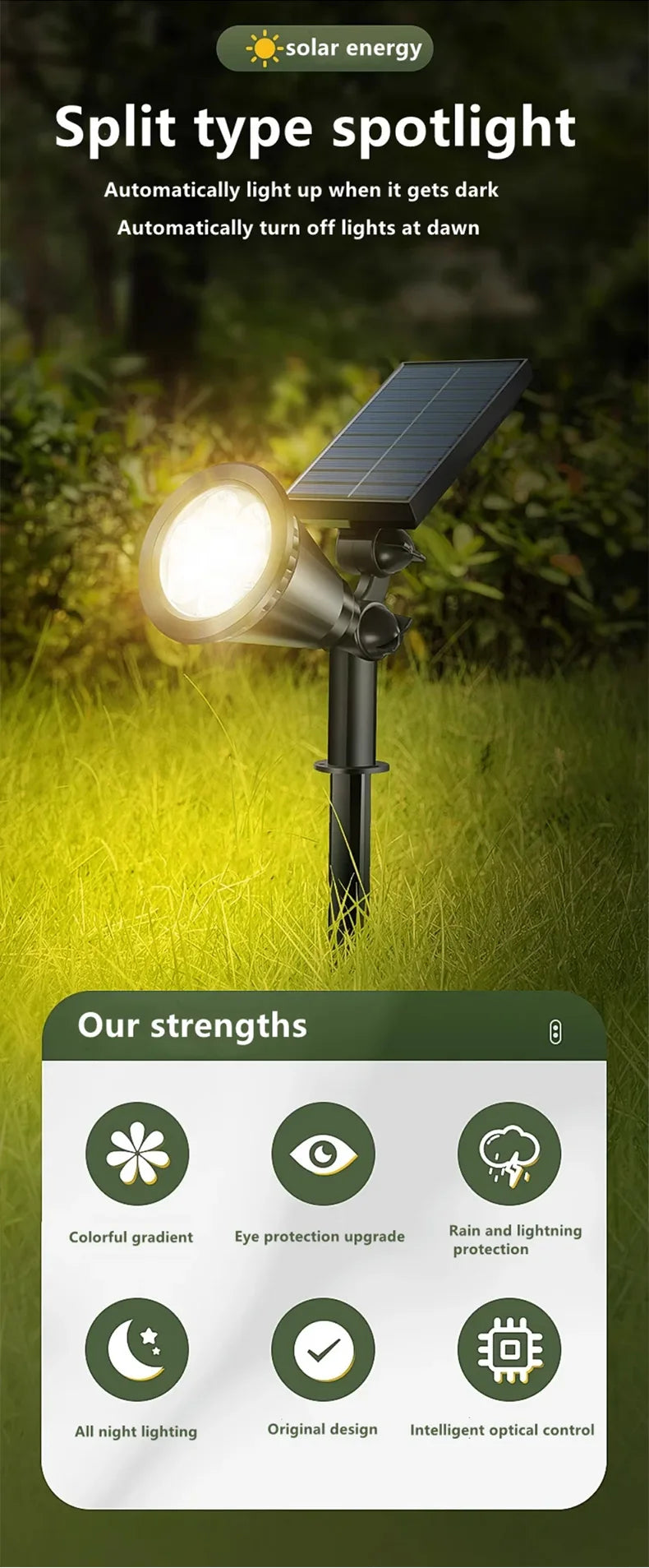 Solar lawn light, ground-mounted lamp, outdoor waterproof courtyard, villa garden, tree lighting, landscape spotlight