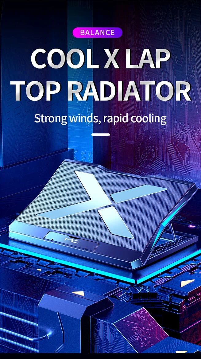 Q3 Gaming Laptop Cooler With Six Fans Adjustable Height Silent Cooling Pad Laptops Computer Stand For Laptops Below 15.6-inch