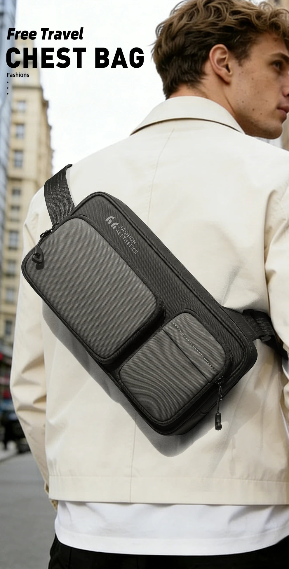 HK Lightweight Crossbody Bag For Men Waterproof Shoulder Messenger Bag Compatible With Handheld Game Console Travel Chest Pouch