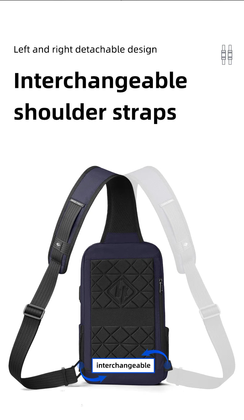HK Minimalist Crossbody Bag Lightweight Men's Shoulder Bag With USB Port Anti-theft Business Bags for Man Waterproof Daily Pack