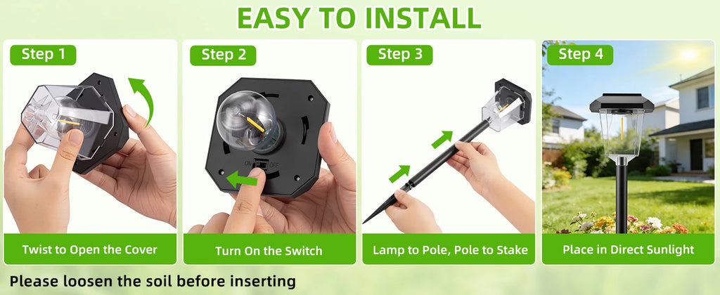 Solar Garden Lights Waterproof LED Auto Sensor Path Lighting Solar Energy Landscape Lamp For Outside Walkway Sideway Home