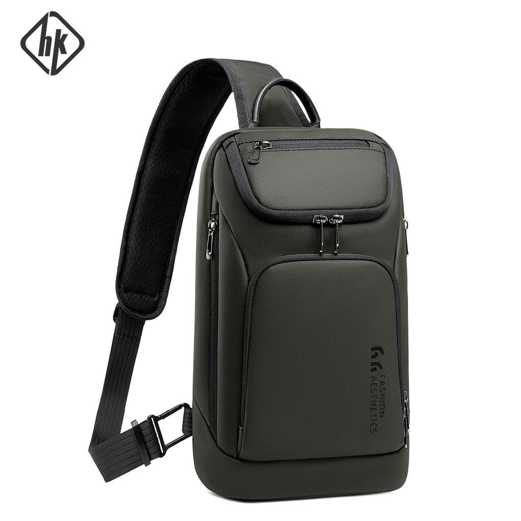 HK Fashion Crossbody Bags for Men Oxford Lightweight Chest Bag Fit 11 inch iPad Waterproof Messenger Sling Pack Leisure Satchel