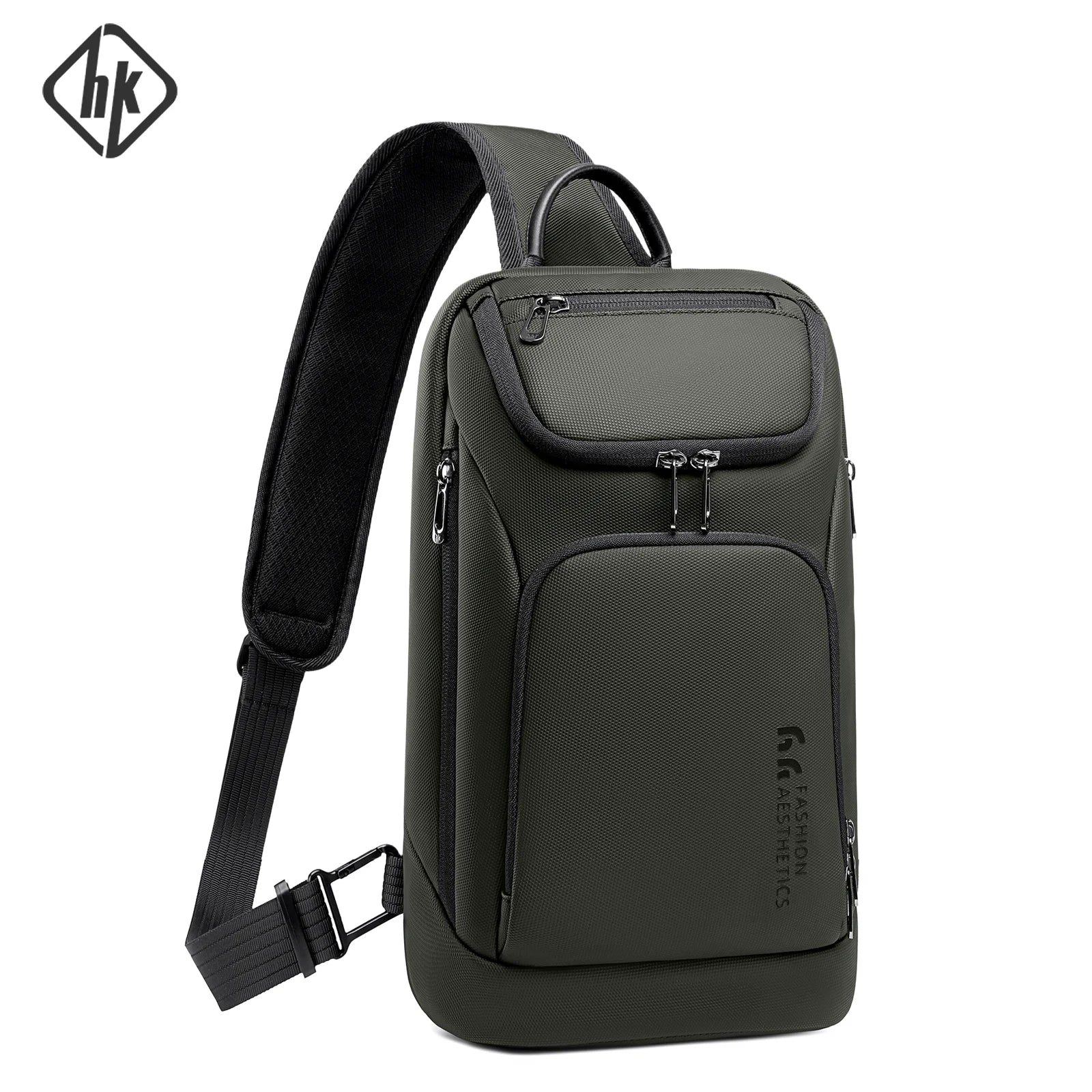 HK Fashion Crossbody Bags for Men Oxford Lightweight Chest Bag Fit 11 inch iPad Waterproof Messenger Sling Pack Leisure Satchel