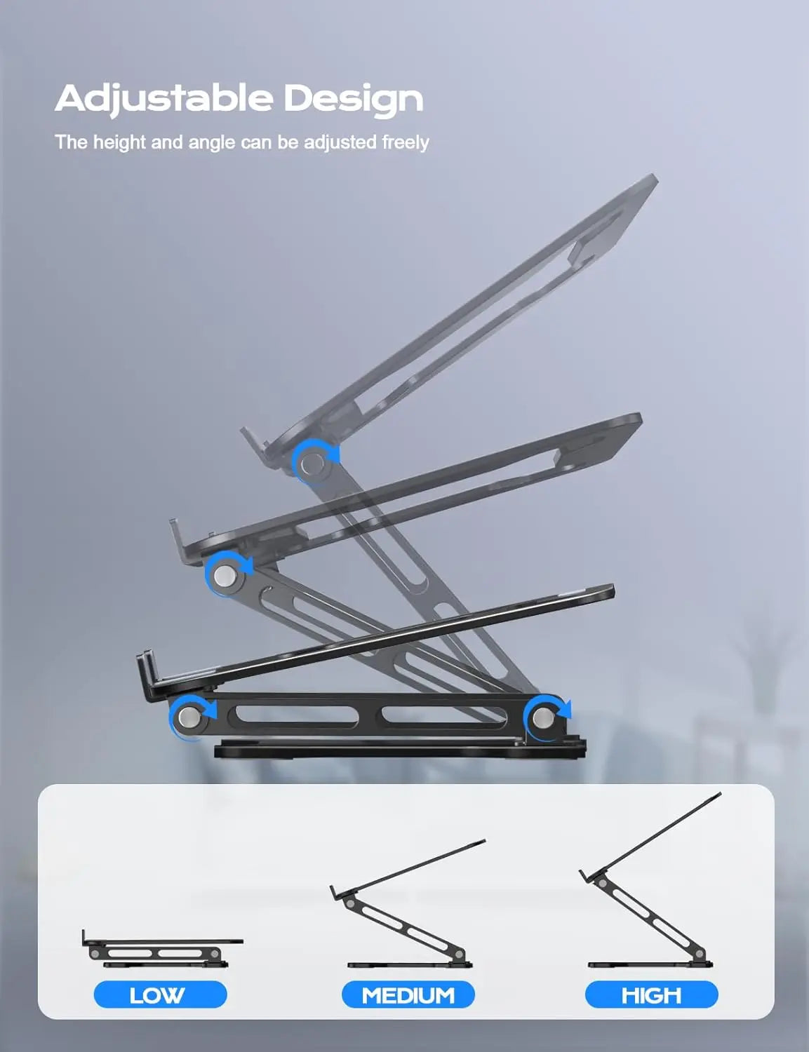Phone Tablet Stand Adjustable Aluminum Alloy Laptop Tablet Up to 17" Laptop Portable Folding Stand Cooling Stand Support