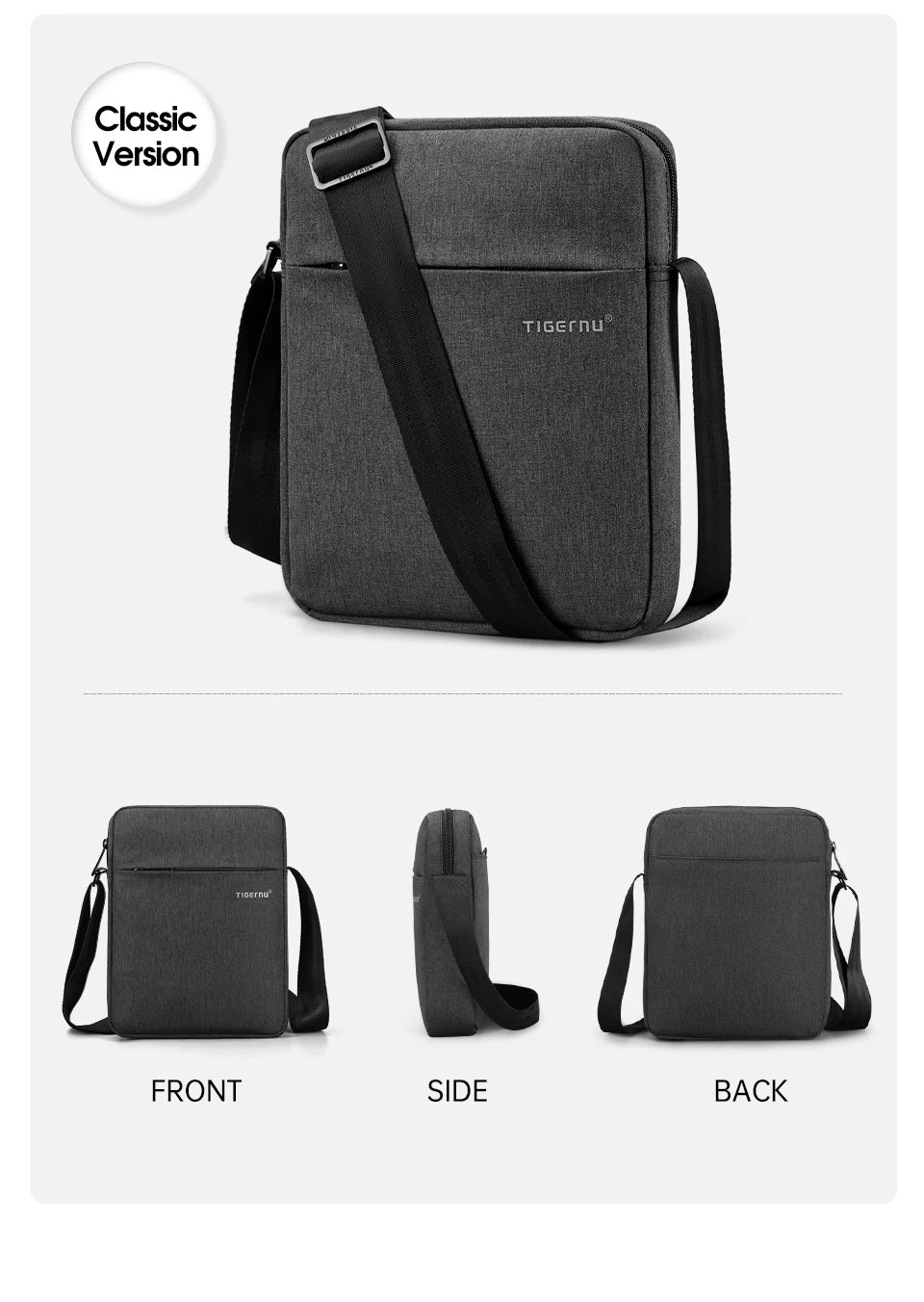 Tigernu Men Messenger Bags Waterproof Shoulder Bags For Men 9.7 11inch IPad Bag Male Business Bags Crossbody Bag Slingbag Mini