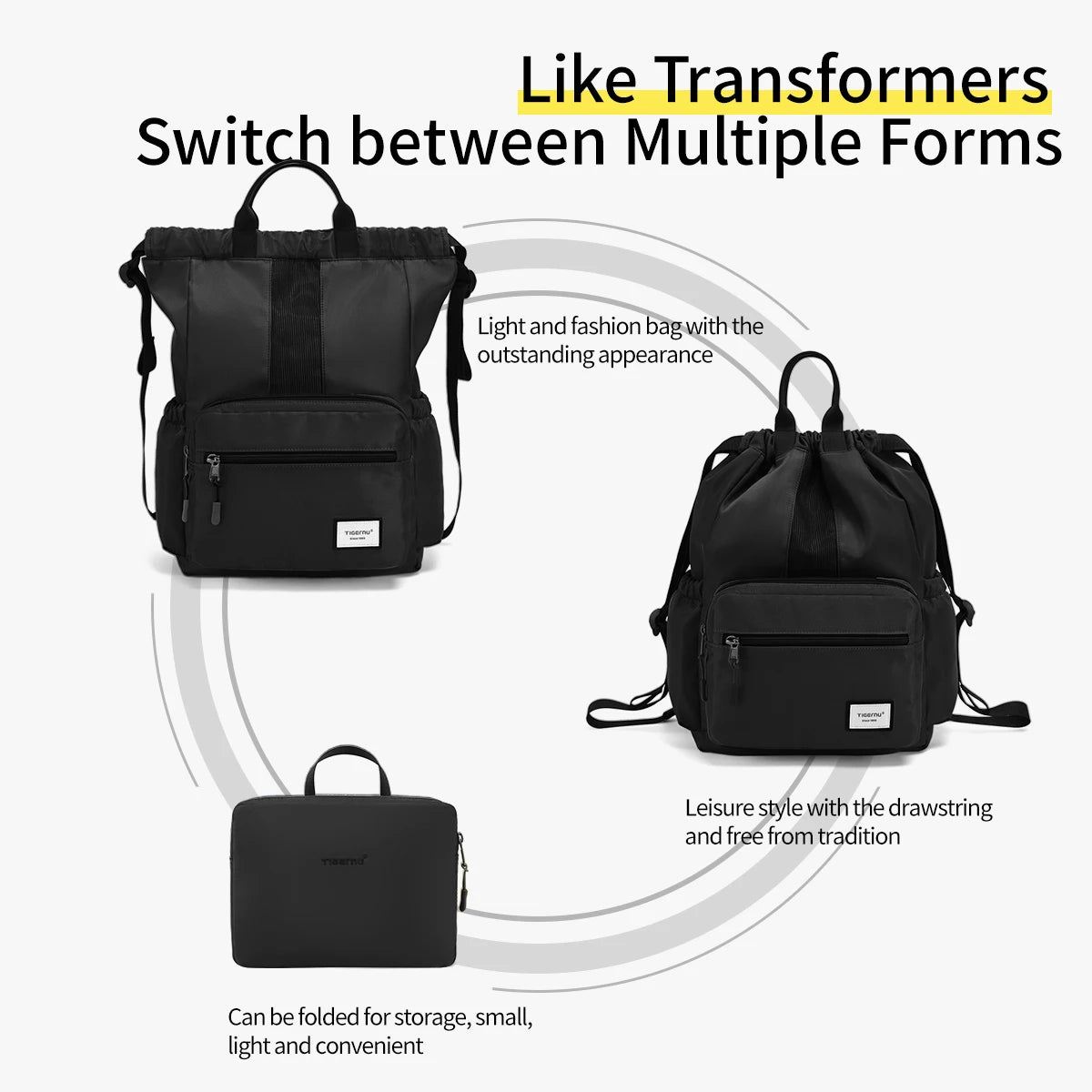 Tigernu Women Backpack Bags Foldable Backpacks Men Child Schoolbag 14'' Laptop Backpack Lightweight Travel Bags School Backpacks