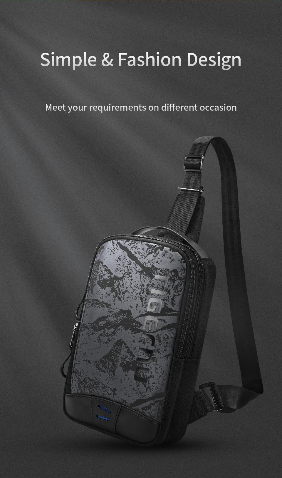 Tigernu Chest Bags For Men Cool Style Men Shoulder Bag 9.7inch IPad Bag Casual Male Crossbody Bag Lightweigt Mini Bags Messenger