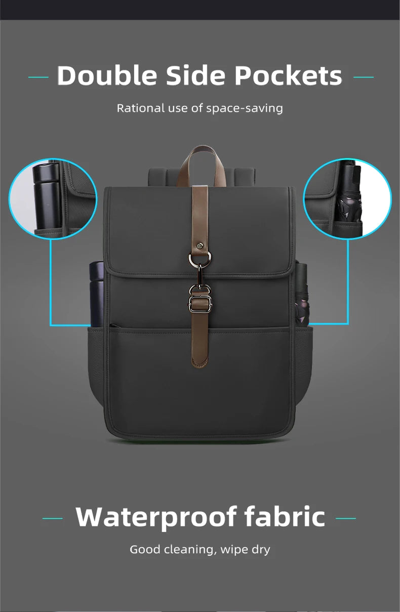 HK Classic Business Backpack For Men Casual 15.6 Inch Laptop Bag With USB Waterproof College School Bags Work Office Rucksacks