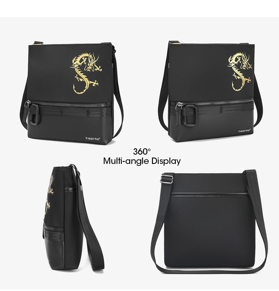 Tigernu Crossbody Bags For Men Chinese Style Shoulder Bags Mini Bag Travel Bags For Men Dragon Series