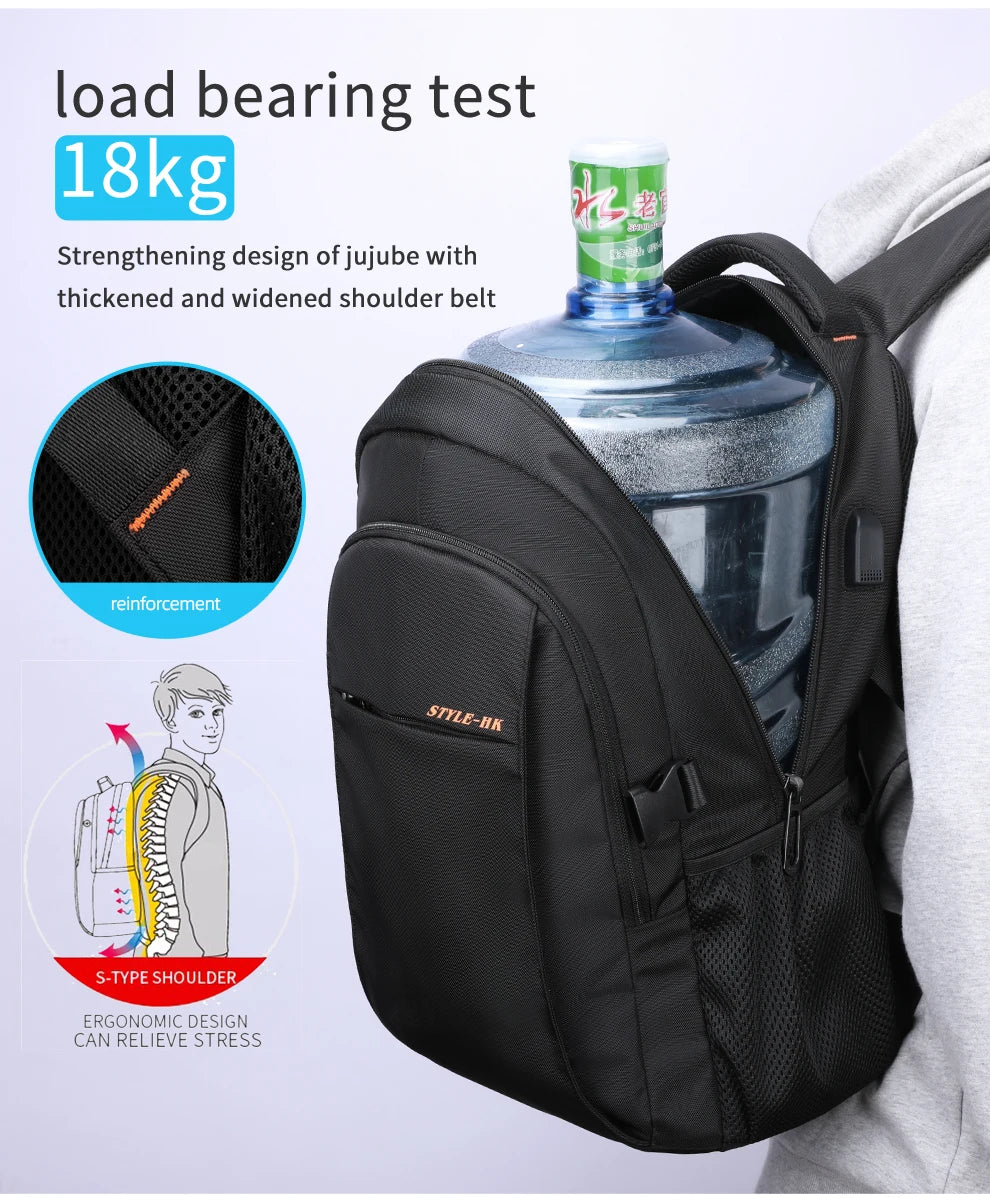 HK Casual 15.6 inch Laptop Backpack Men Large Capacity School Bags Business Travel Backpack Student Sports Backpack YKK Zippers
