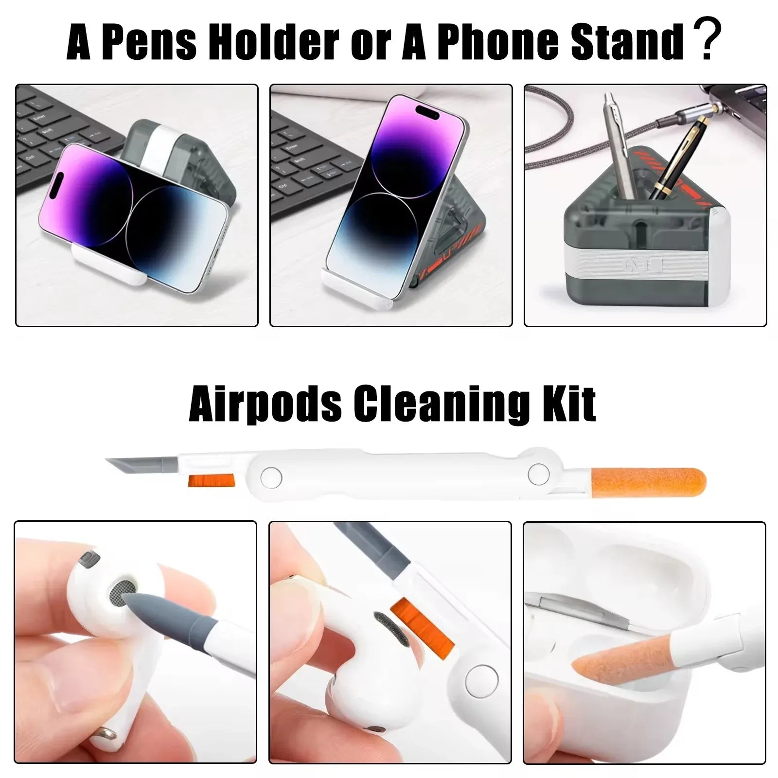 Cleaning brush for iPhone Airpods Phone slot charging port Earphone cleaning stick Laptop keyboard Digital camera lens wipe kit