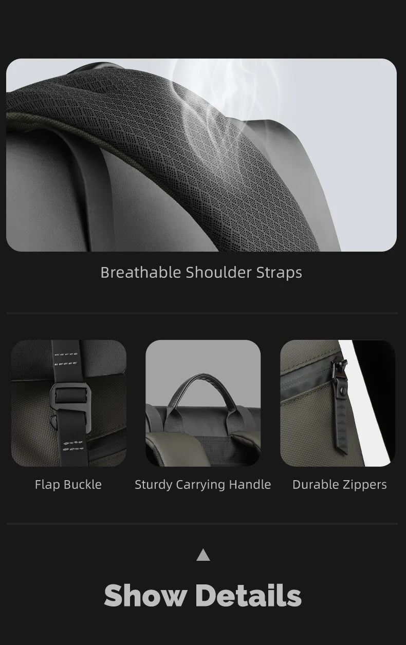 HK Large Travel Backpack for Men Vintage Business Backpack Waterproof 15.6 inch Laptop School Bag Multifunction Hiking Rucksuck