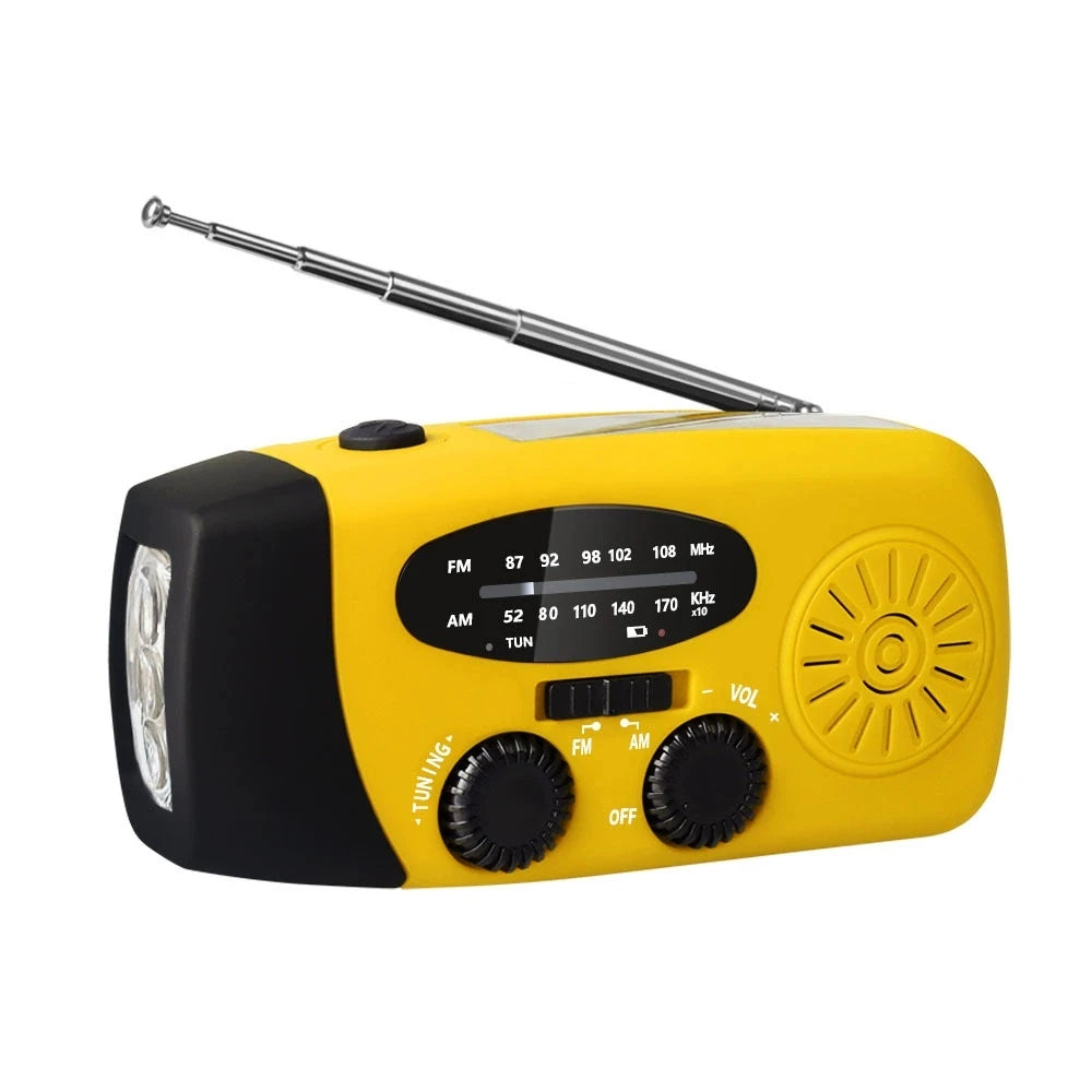 Outdoor Camping Emergency Radio Solar Hand Crank Dynamo Radio FM/AM/NOAA 2000Mah Phone Charger Power Bank Flashlight SOS
