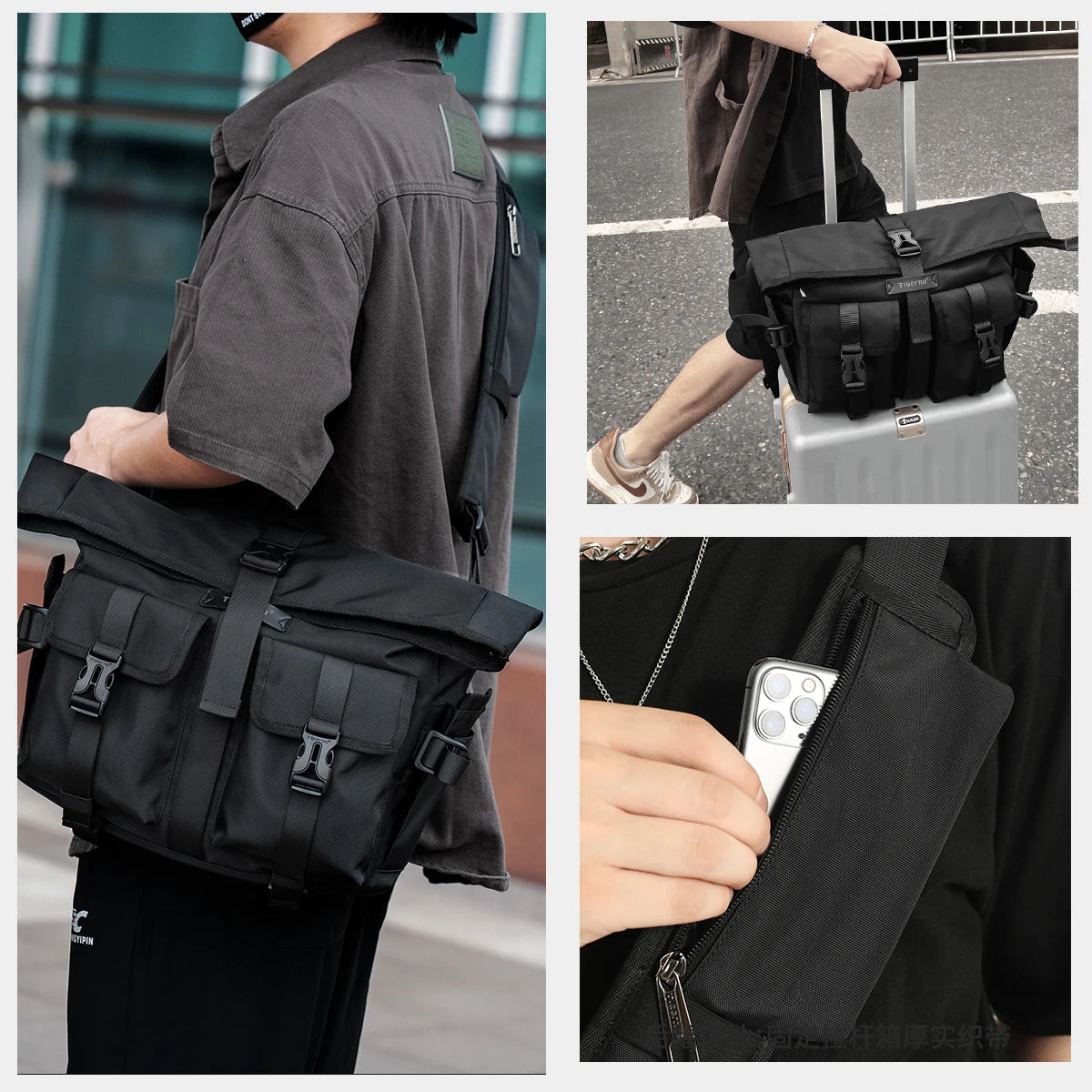 Tigernu Fashion Shoulder Bags For Men Crossbody Bags Male Expandable Bags 13.3inch Laptop Bag Messenger Bag Boys Handbag Sling