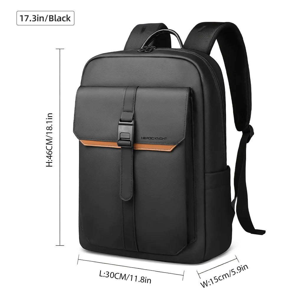 HK Stylish Business Backpack for Men Waterproof 15.6 inch Flap Laptop Backpack Multiple Pockets Casual Daypack for Work School