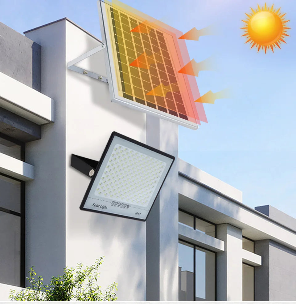 Solar Lamp Outdoor Waterproof Spotlights Solar Lights Remote Control Solar Floodlight Wall Street Garden Lights Sunlight