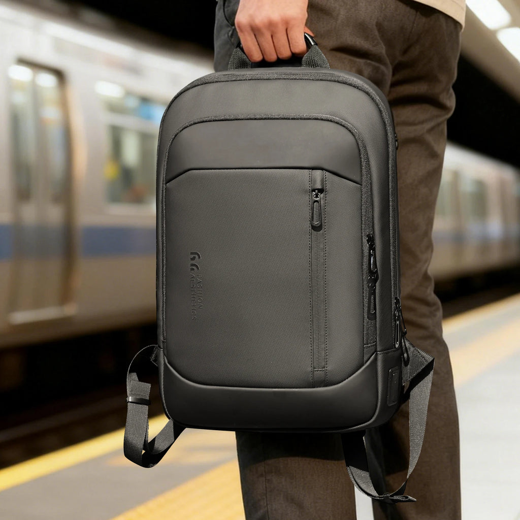 HK Slim 15.6" Laptop Backpack for Men Lightweight Business Backpack Anti-Theft Waterproof Travel School Men's Bag with USB Port