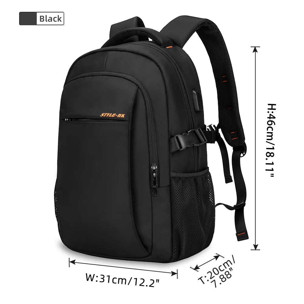HK Casual 15.6 inch Laptop Backpack Men Large Capacity School Bags Business Travel Backpack Student Sports Backpack YKK Zippers