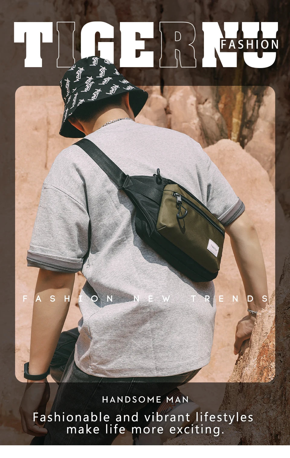 Tigernu Chest Bags For Men 7.9inch IPad Bag Lightweight Shoulder Bag Waterproof Crossbody Bag Male Mini Bags Sling Bag Handbag