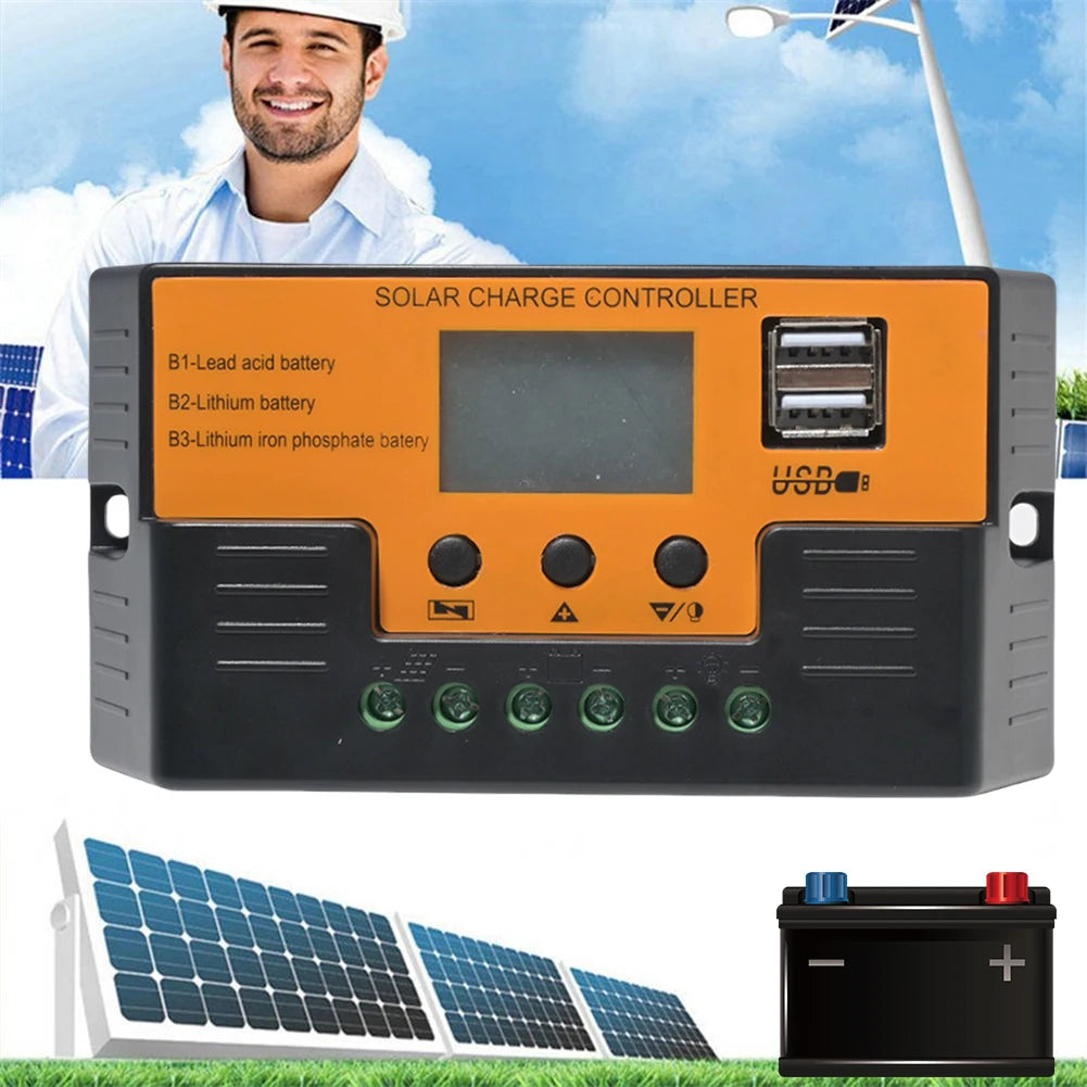 Solar Regulator 12V/24V 30A 20A 10A Solar Charge Controller Battery Charger LCD Display Dual Output USB 5V Solar Panel Controlle