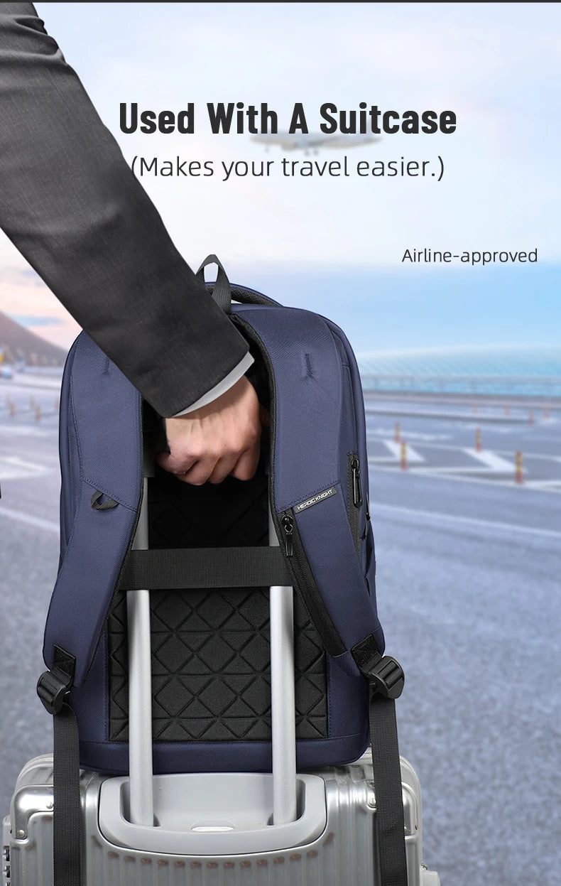 HK Business Travel Backpack Men Waterproof  17.3 Inch Laptop Backpack with USB Port Casual Daypack for Work College Computer Bag