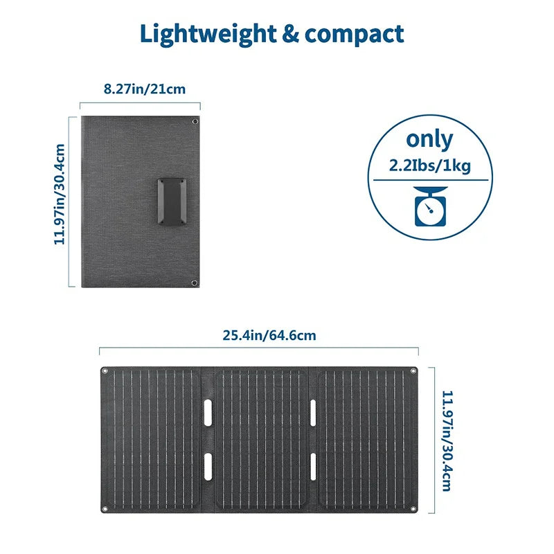 80W Folding Solar Panel IP65 Waterproof Portable Solar Panel Charger Solar Cell for Cell Phone Laptop Backpacking Camping Hiking