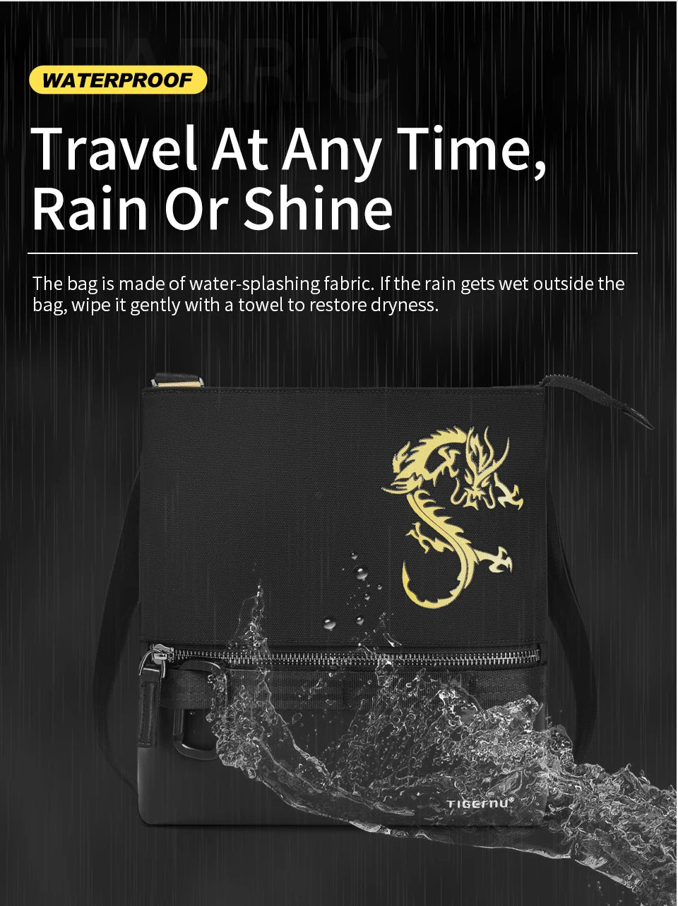 Tigernu Crossbody Bags For Men Chinese Style Shoulder Bags Mini Bag Travel Bags For Men Dragon Series