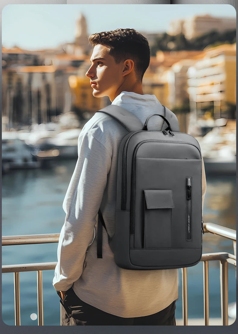 HK Lightweight Business Backpack Men Waterproof 15.6 inch Laptop Backpack with USB Port Anti-theft College Computer Bag for Work