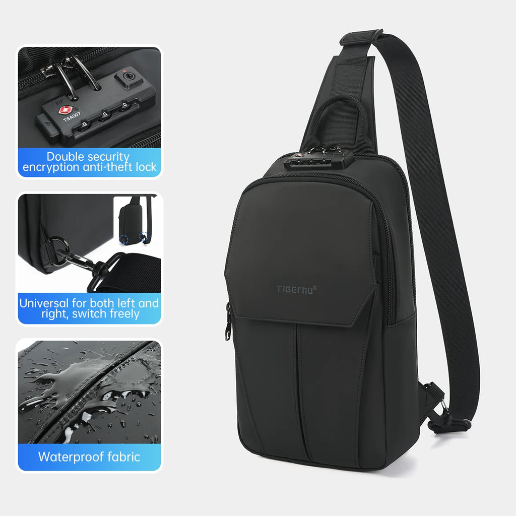Tigernu Chest Bag Men 9.7inch IPad Pack Korean Style Shoulder Bag Waterproof Crossbody Bag Men's Anti-Theft Pack TSA