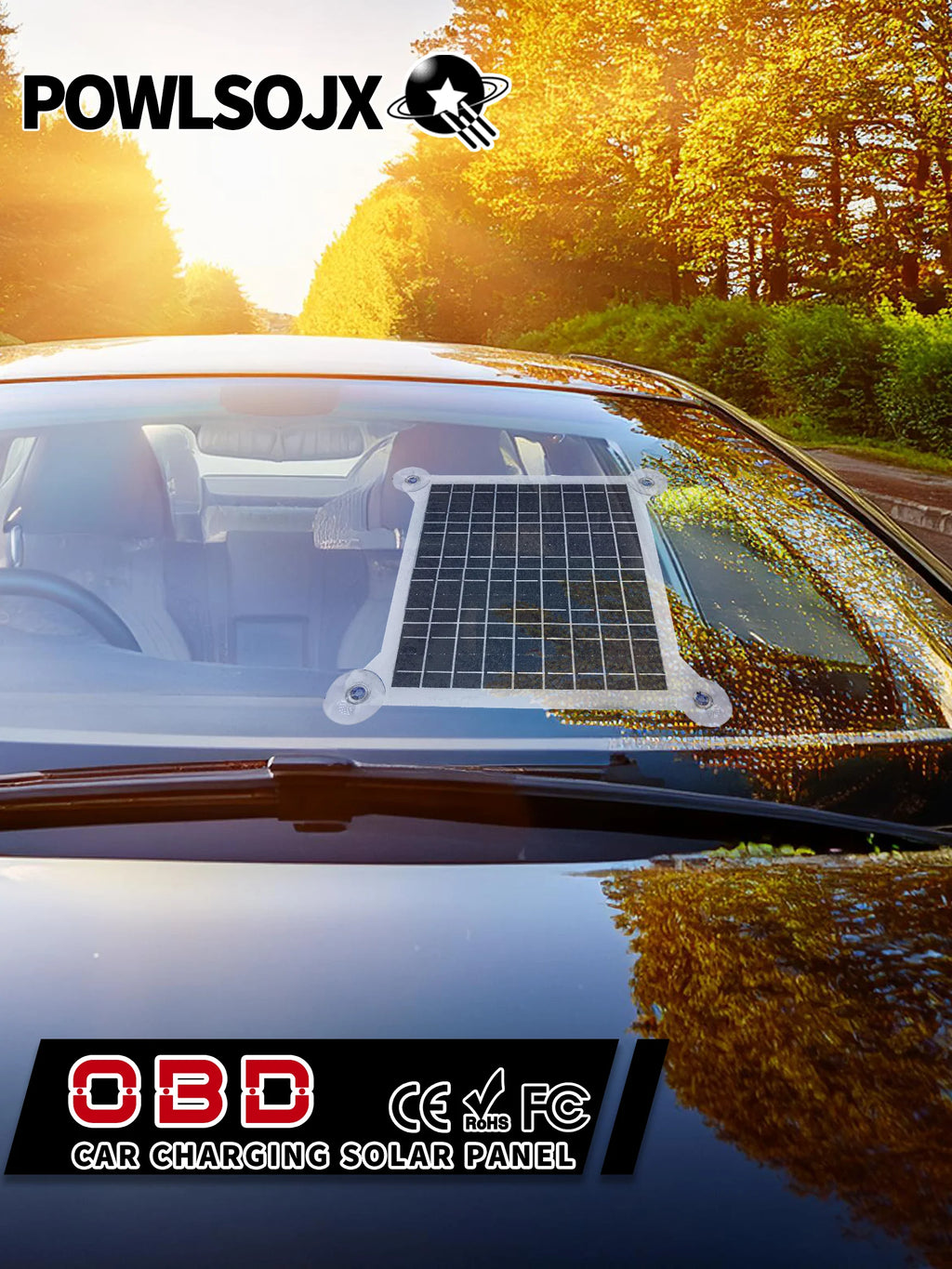 POLESTAR 10W Car Solar Charger with Built-in OBD Cable – Plug-and-Play for Easy 12V Battery Charging