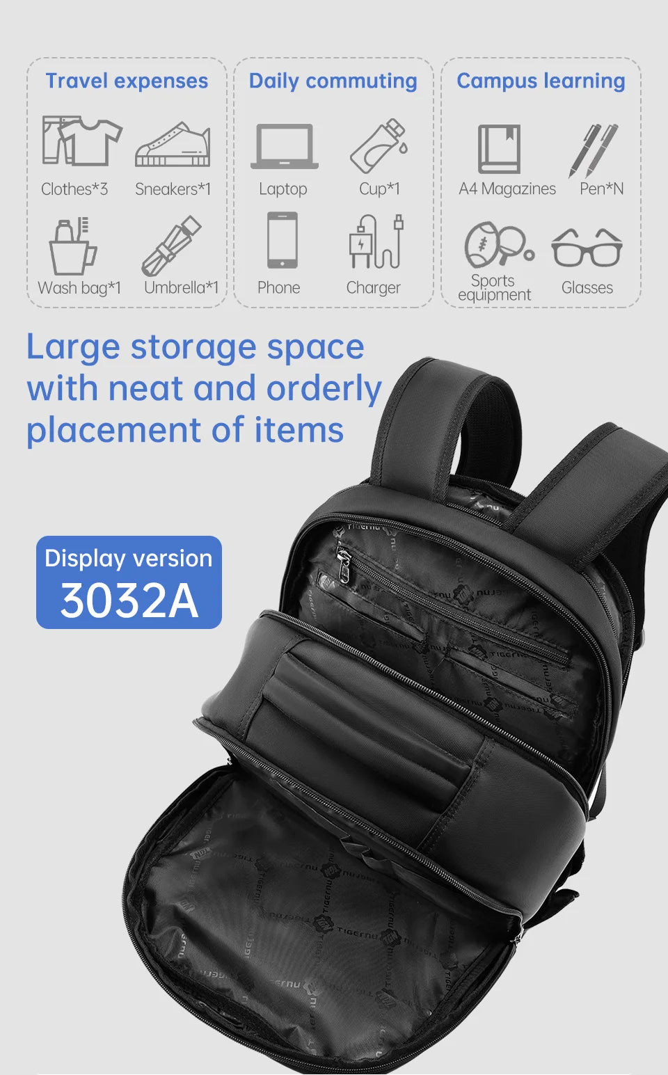 Tigernu Anti-theft Backpacks Large Capacity Bag 15.6 17 19inch Laptop Backpack For Men Travel Backpack Women Bag Female Knapsack