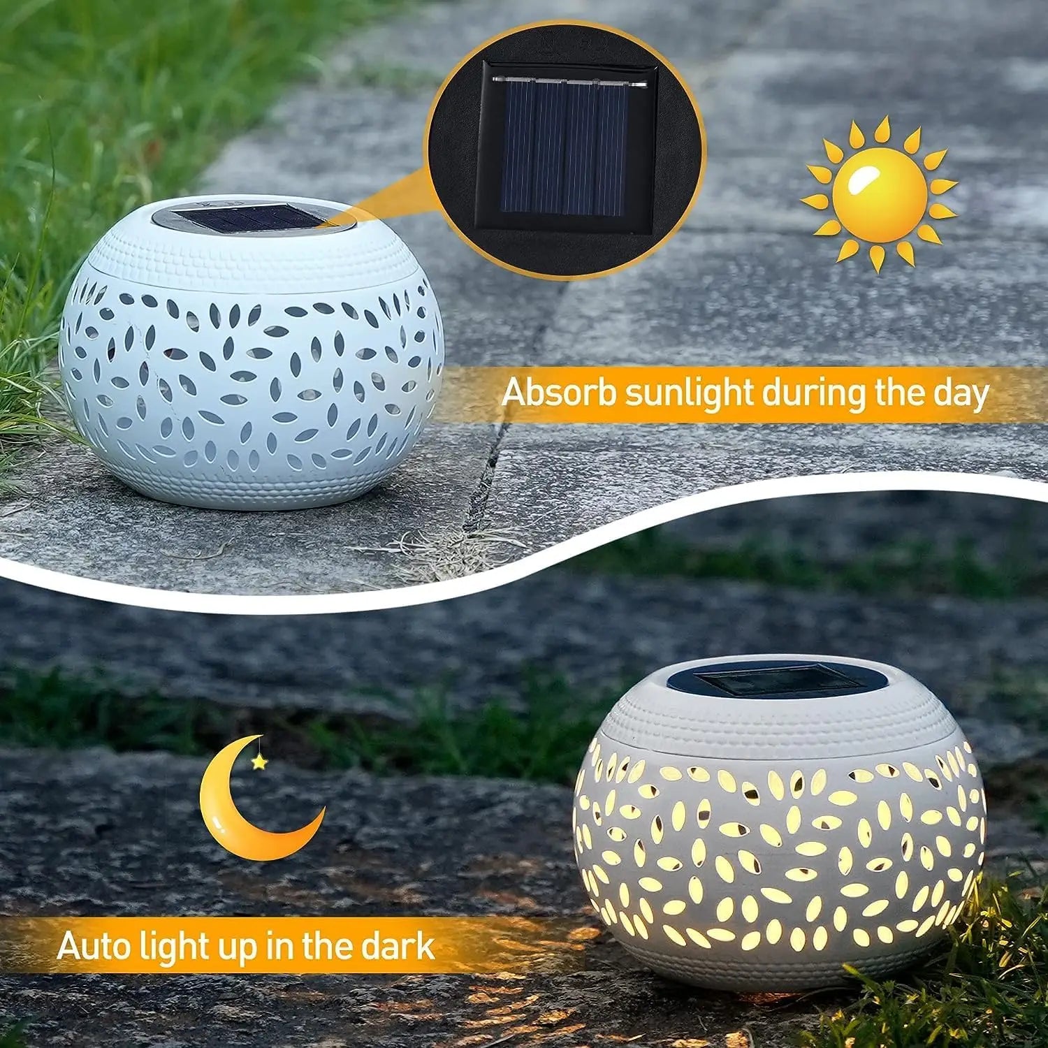 Solar Table Light Outdoor Solar Powered LED Lamp Hollowed-Out Metal Desktop Decorative Lantern Patio Garden light Desktop Light